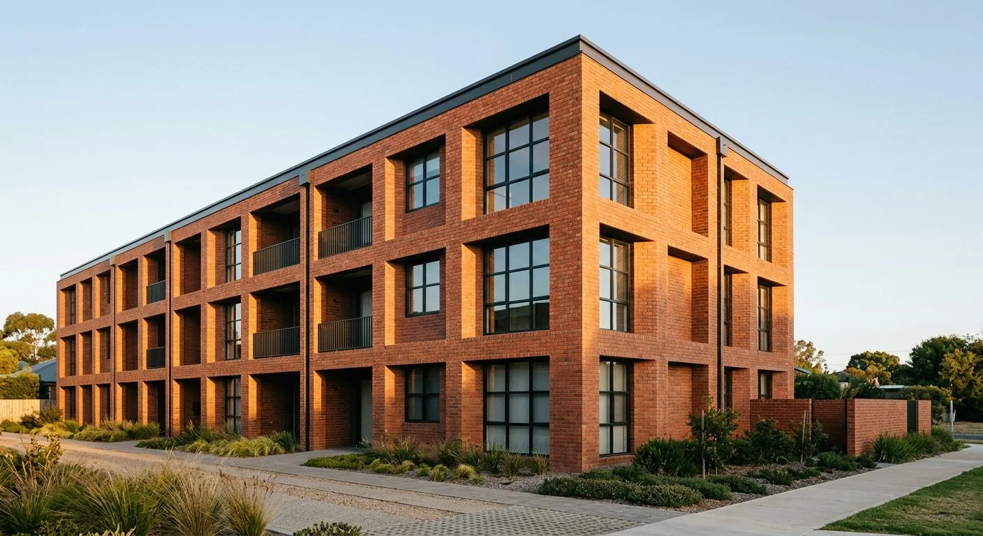 Commercial building with metalwork details